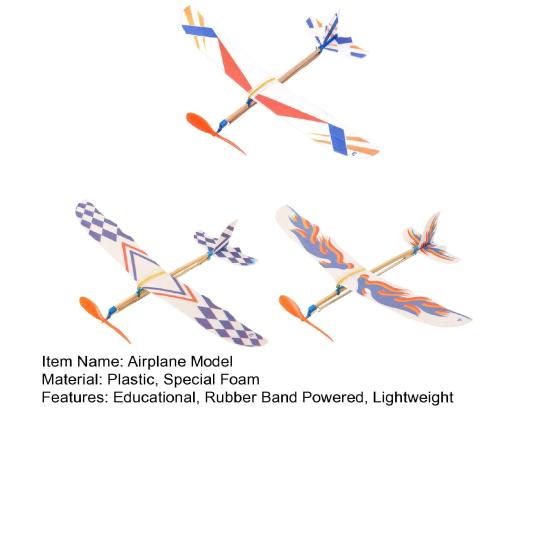 3Pcs Rubber Band Powered Aircraft Model Lightweight Kids Educational Throwing Glider Airplane Toddlers Boys Girls Outdoor Flying Plane Toy
