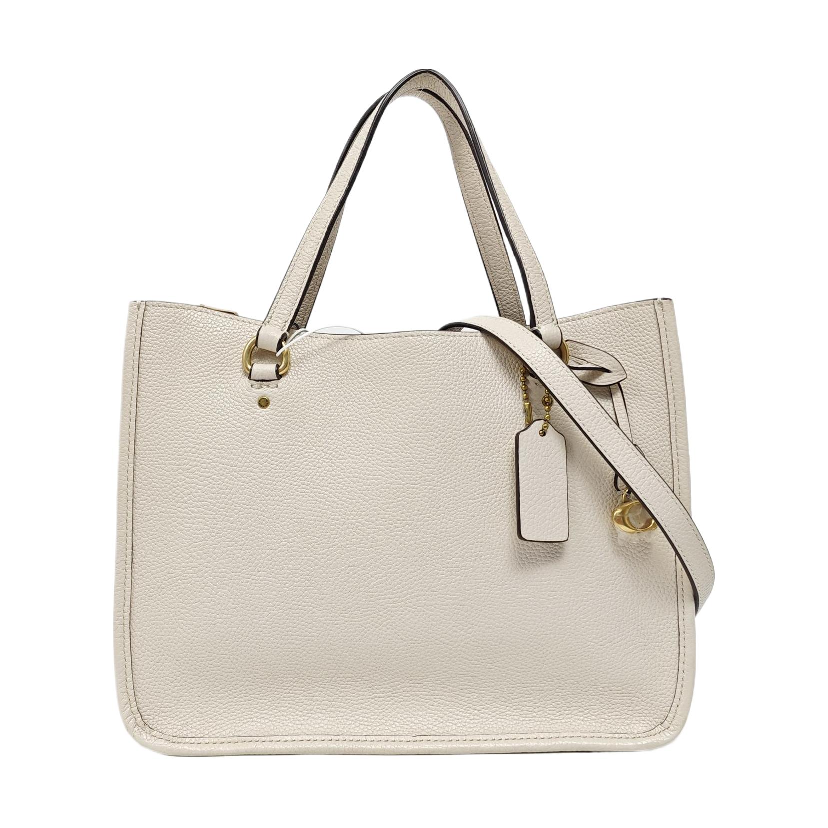 [Pre-Owned] Tyler Carryall White Leather Handbag With Gold Hardware - Excellent #136FRL1 ONE SIZE