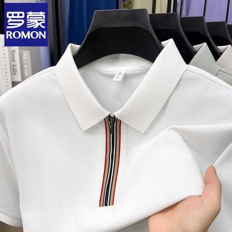 

Мужская рубашка-поло в стиле business casual с коротким рукавом и молнией на полпути 50
