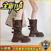 Retro versatile high-heeled leather boots texture thick-soled Martin boots women's autumn and winter British style small thick-heeled fashion boots