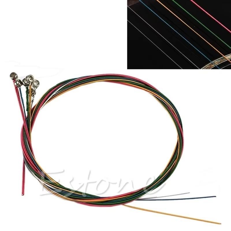6pcs/set Rainbow Colorful Guitar Strings For Acoustic Folk Guitar Classic Guitar Multi Color