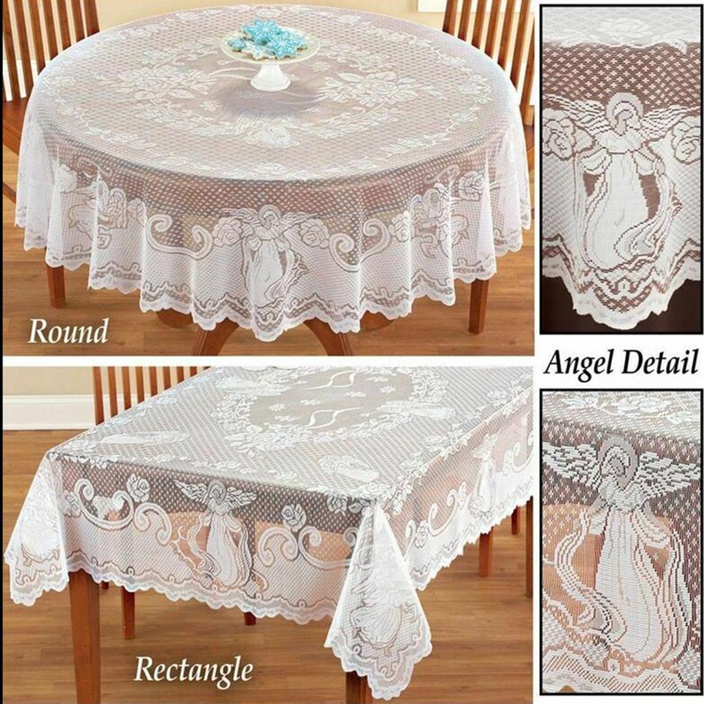 White Tablecloth Lace Rectangle/Round Table Cloth Cover Wedding Banquet