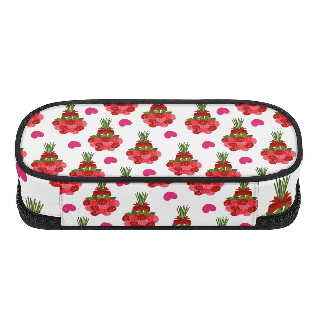 Pen Case Printed Strong Polyester Fabric Zip Around Closure with Mesh Pocket Removable Divider and Pen Slots for School and Study