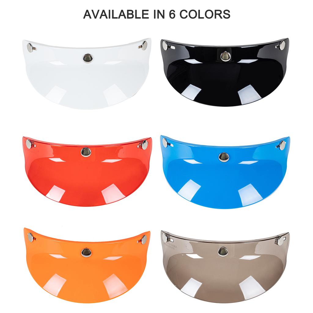 3 Snap-Button    Lens     Up Wind  for   Open Face Motorcycle Helmet