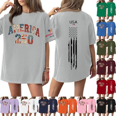 Damen Lässiges Mode Rundhals Lässiger Print Kurzarm T-Shirt Top