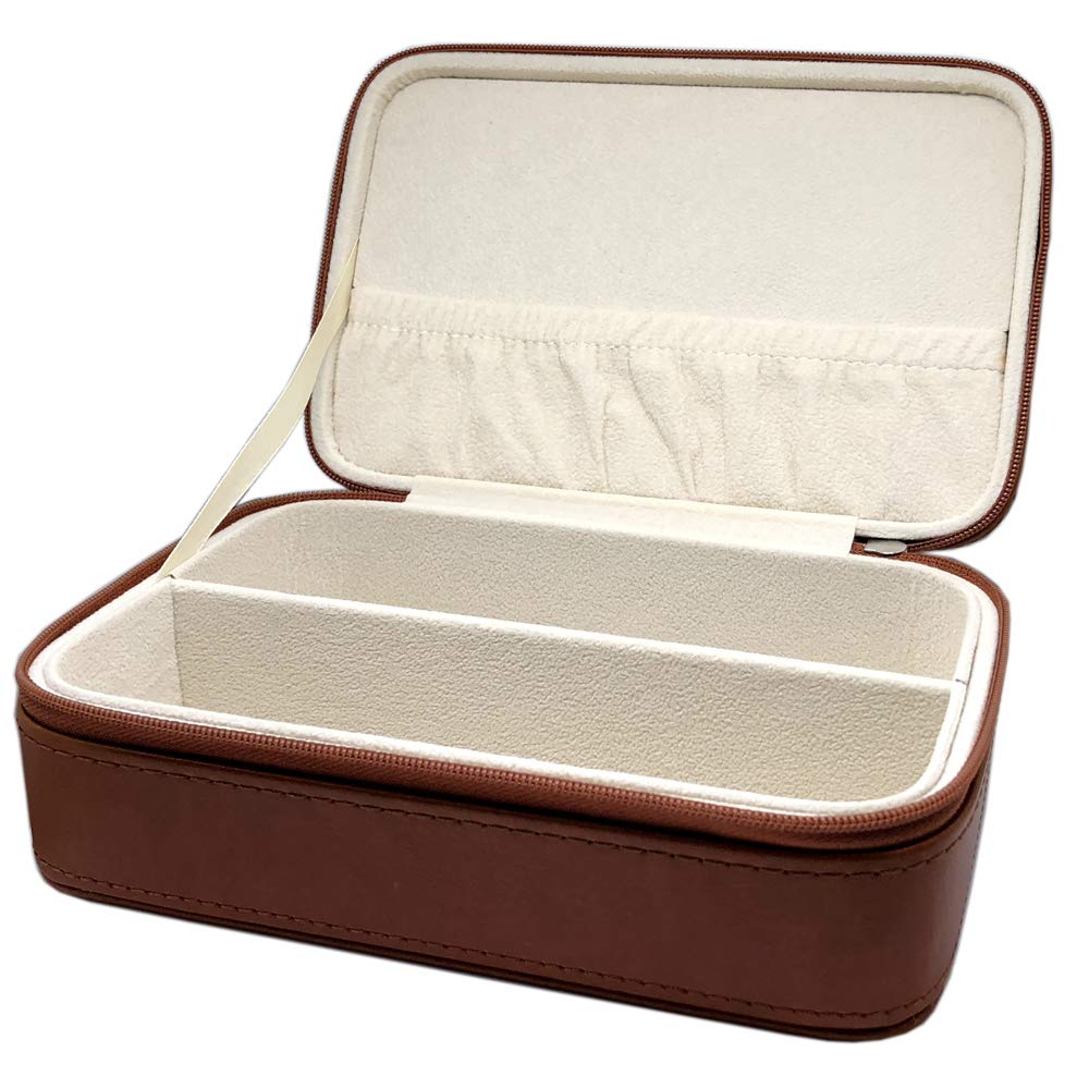 Eight Tokyo Holds 2 Hard Travel Brown Eyeglasses/Sunglasses Case, Pairs, Leather, Case, T-2-BOX-BR,