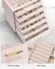 Vlando Glass Lid Jewelry Box Jewelry Box Organizer for Necklaces Rings Earrings Bracelets Accessories Storage 6-Drawer Women's (Pink)