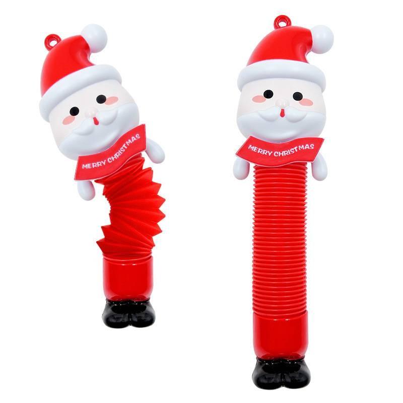 Christmas Pop Tube Telescopic Tube Santa Claus Kid Decompression Toy Xmas Gift