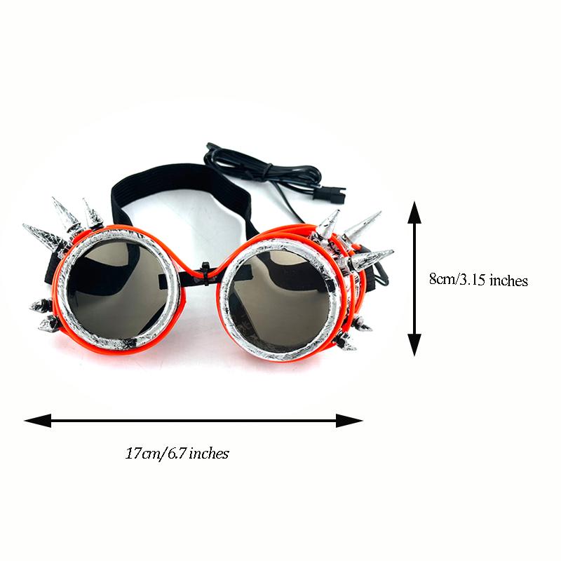 LED Steampunk Glasses Bar Fluorescent Party Halloween Christmas Holiday Rave Neon Music Glow Steampunk Sunglasses Y2k Decor