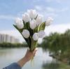 Customizable Realistic Soft Artificial Flower Hand Bouquet Calla Lily Tulip French Elegant Bride Pure White Wedding Photography