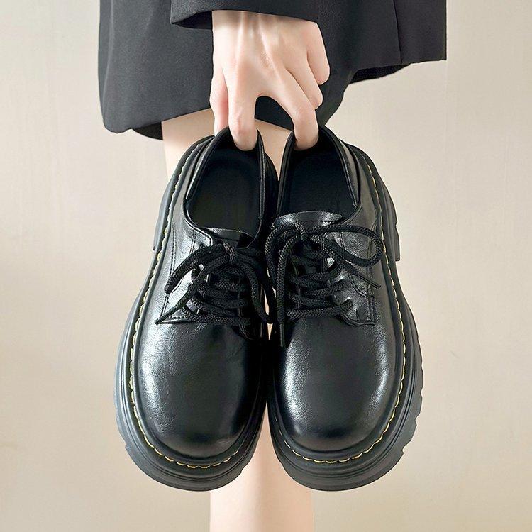 

Коричневые туфли женские платформа шнуровка маленькие кожаные туфли 2025 осень новинка британский стиль увеличивающие рост лоферы туфли jk одинарные туфли 40