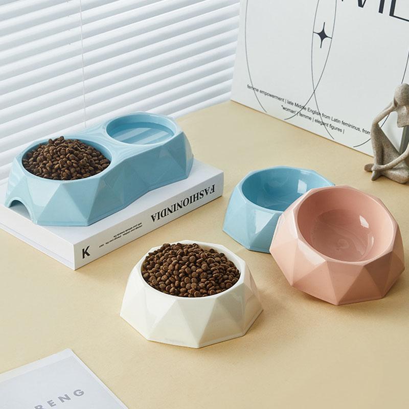 Double Dog Cat Bowls Food Water Feeder Non-Slip Pet Feeding Bowl for Small Medium Dogs Cats Puppy Kitten Durable Pet Dish