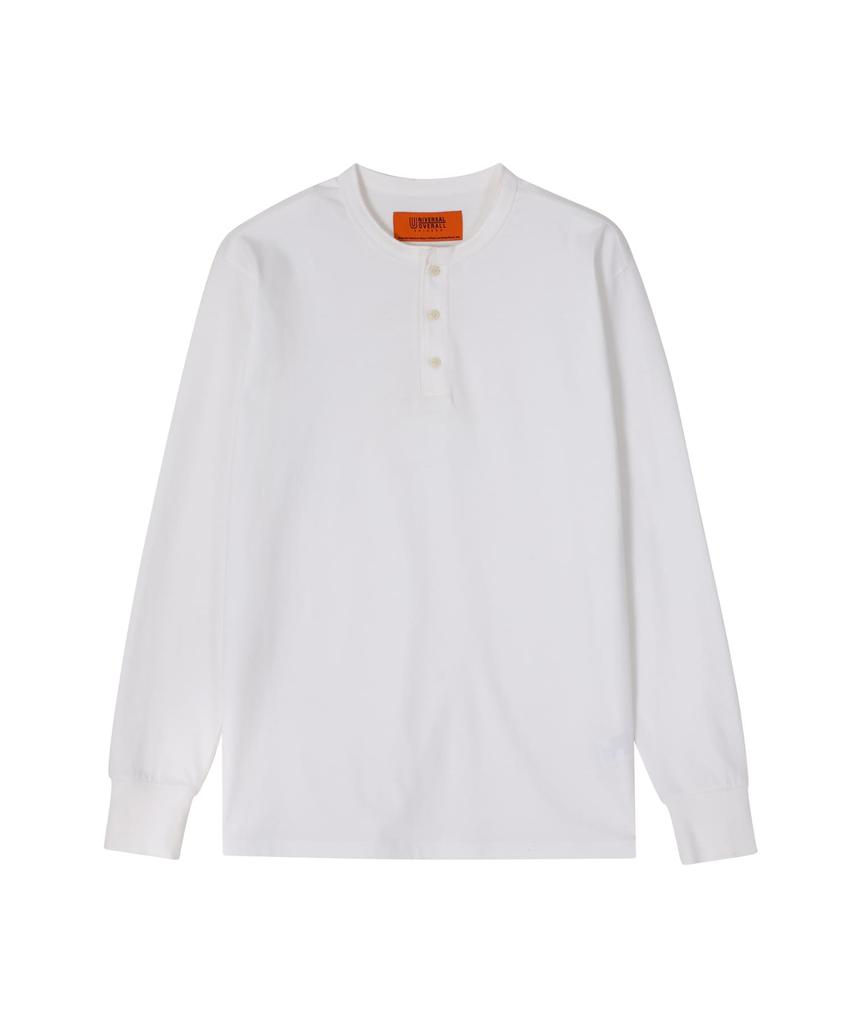 Yunibeosyeolobeolol Henley Neck Long Sleeve T-Shirt White