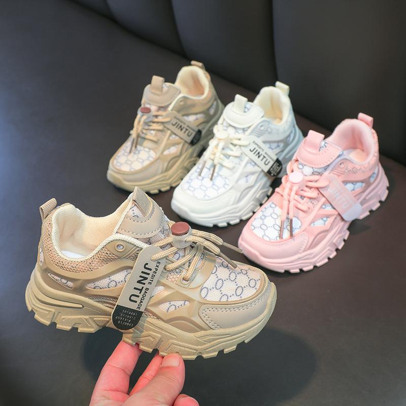 Children's Dad Shoes 2025 Spring New Boys Elementary School Running Shoes Girls Fashion Breathable Mesh Sneakers
