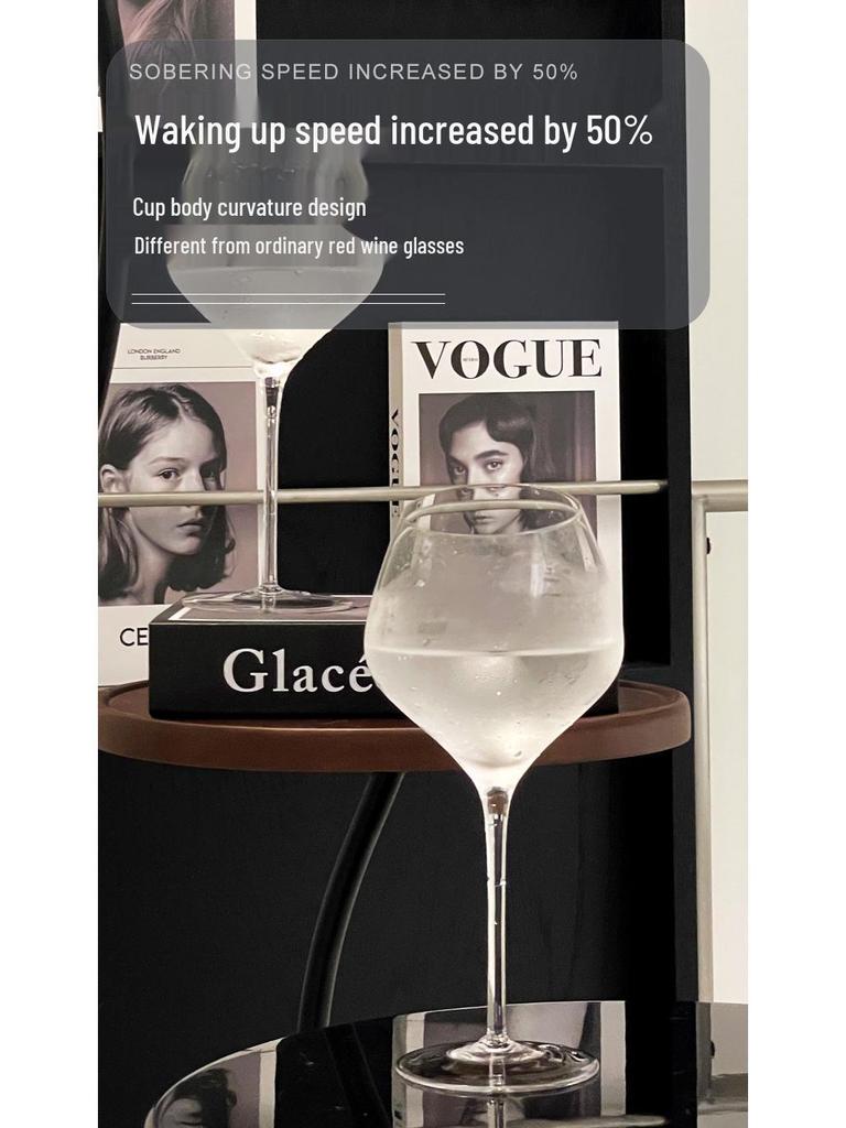 Slanted Mouth Crystal Wine Glass Set - Large, Modern, Creative Luxury Stemware