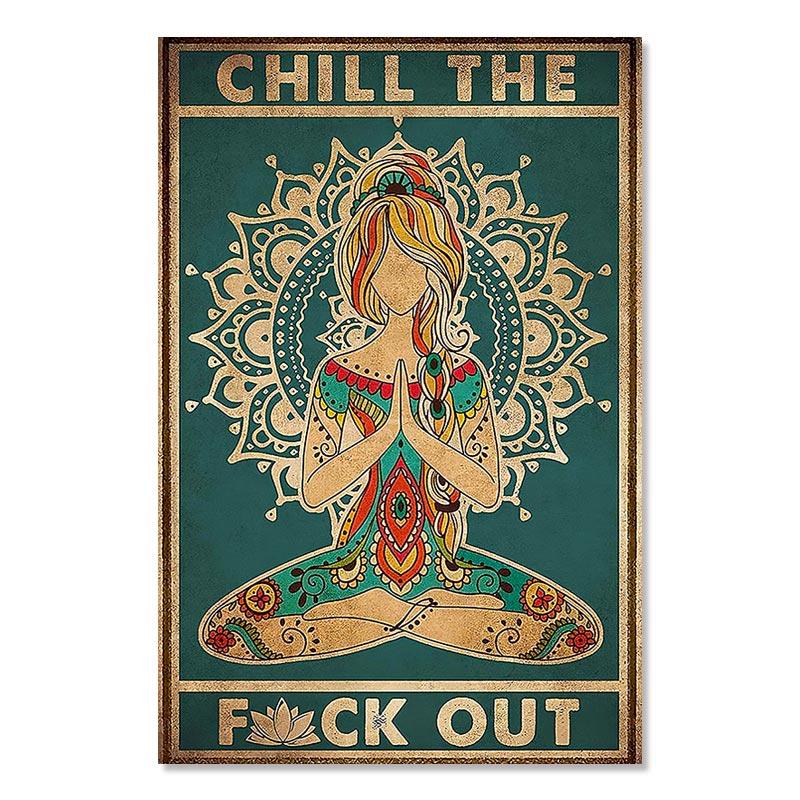 Vintage Yoga Chakra Awakening Postere și imprimeuri Iubitor de yoga Mișcarea mâinii Relaxați-vă pictura pe pânză Modern Wall Home Decor Pictures