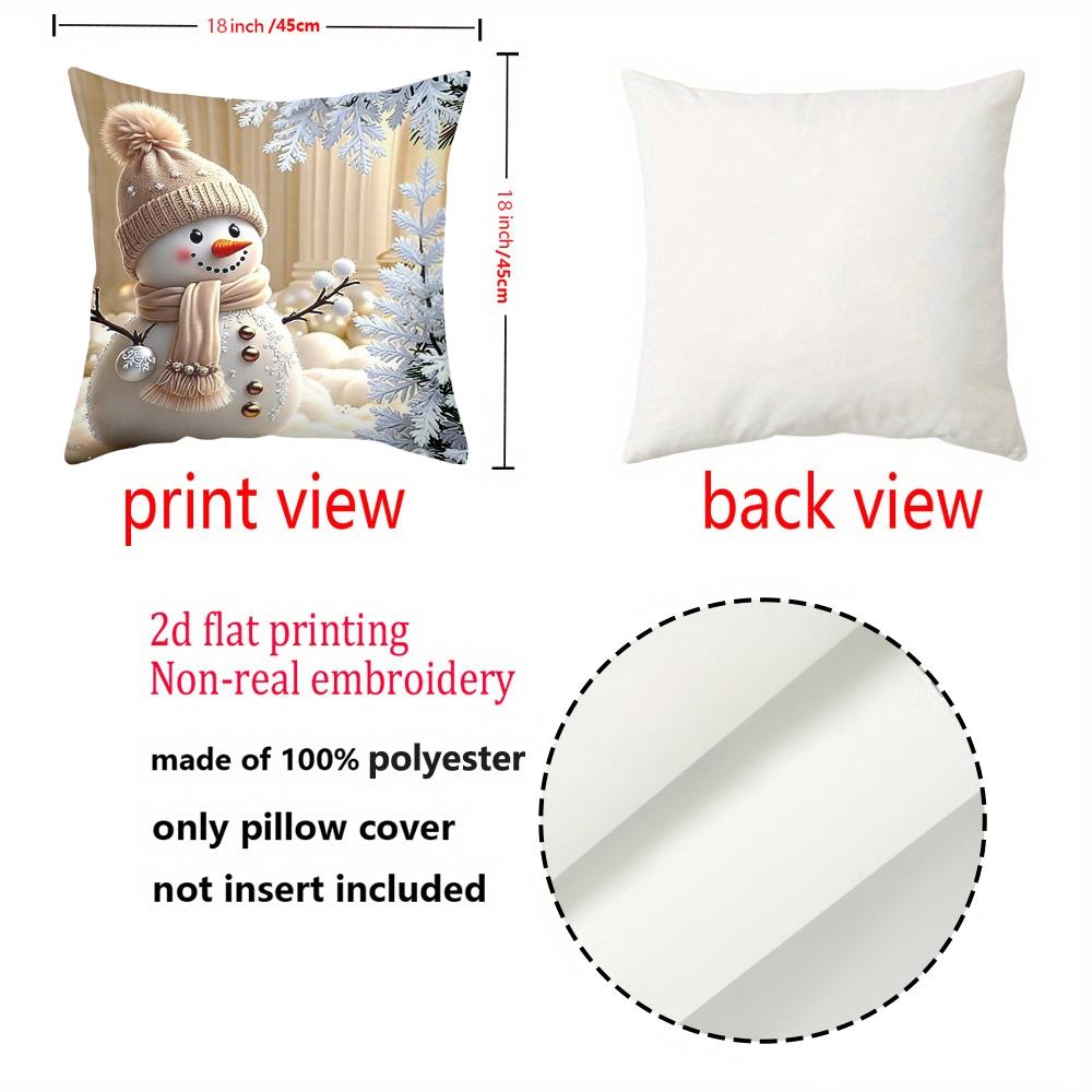 Winter Snowman Patterned 2D Flat Printing Pillows Polyester pillowcase, sofa decorative cushion cov Headboard Pillow