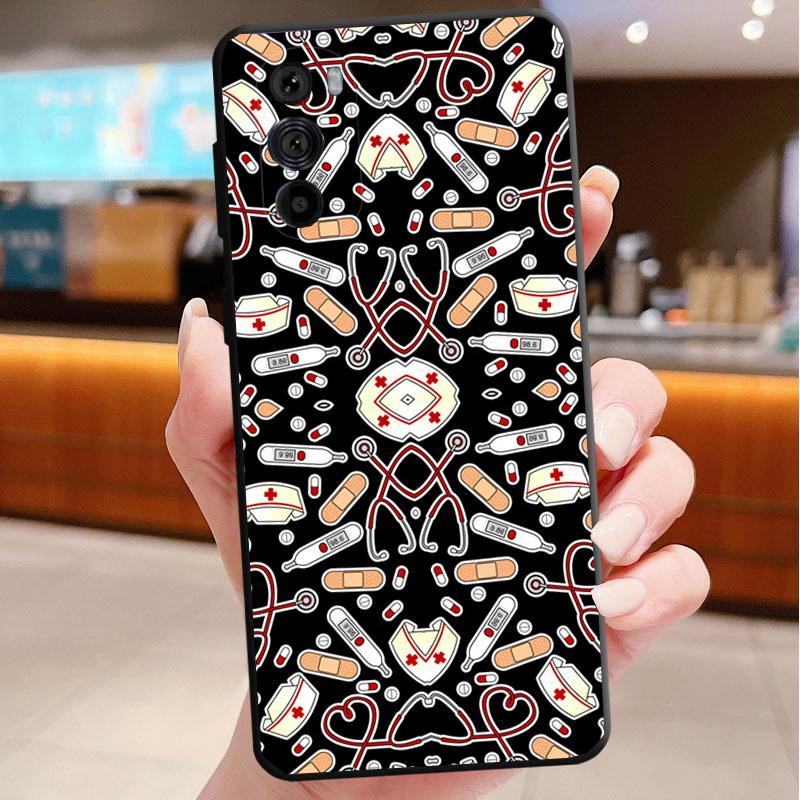 

Phone Case For Motorola Edge 50 40 Pro 60 50 40 30 Ultra Neo Fusion G85 G72 G53 G54 G84 G13 G32 Nurse Medicine Heart Stethoscope Moto G32