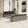 VidaXL Garden Lounge Set 9 Pcs with Grey Cushions Wicker 3224044