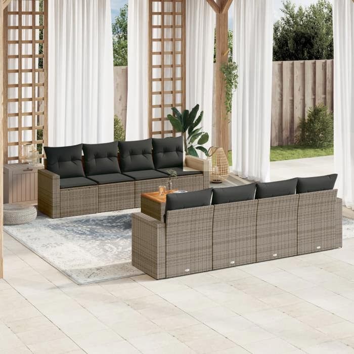 VidaXL Garden Lounge Set with Cushions 9 Pcs, Patio Seating, Furniture Set, Backyard Terrace Furniture 3256375