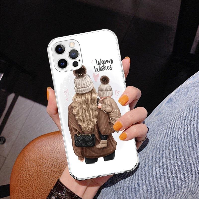 Baby Mom Girls Phone Case For iPhone 17 Air 16 Pro Max 16E 15 + 14 Plus 11 12 13 Mini 7 8 SE Gift Print Cover Fundas 17 Air 16 P
