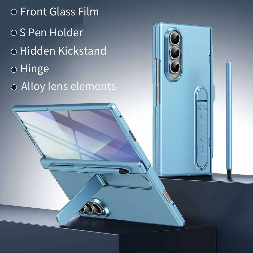 Case for Samsung Galaxy Galaxy Z Fold 7 6 5 4 3 with S Pen Holder & Stylus, Invisible Kickstand,Built In Screen Protector Cover Phone Bumpers