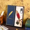 Blue Box Platinum Gemstone Feather Pen Set, Gift, Gift Box, Office Signature Writing, Retro European Style