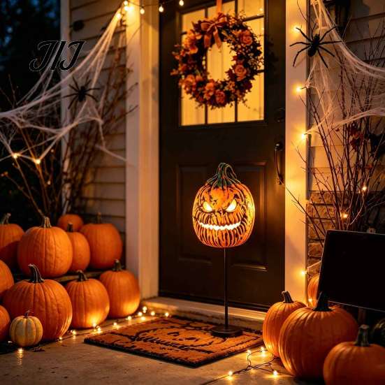 Wearable Pumpkin Mask with Elastic Strap Halloween Head Light Cover Mask, 3D Scary Face Lamp Outdoor Porch Decorations Shade for Garage, Cosplay