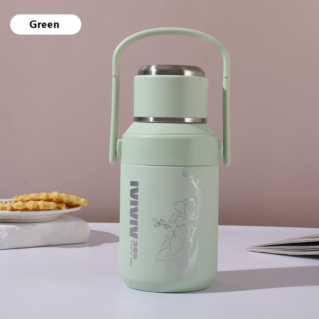 800ml Stainless Steel Insulated Water Bottle with Lid and Handle Multi-Purpose Large Capacity Leakproof for Travel Office School