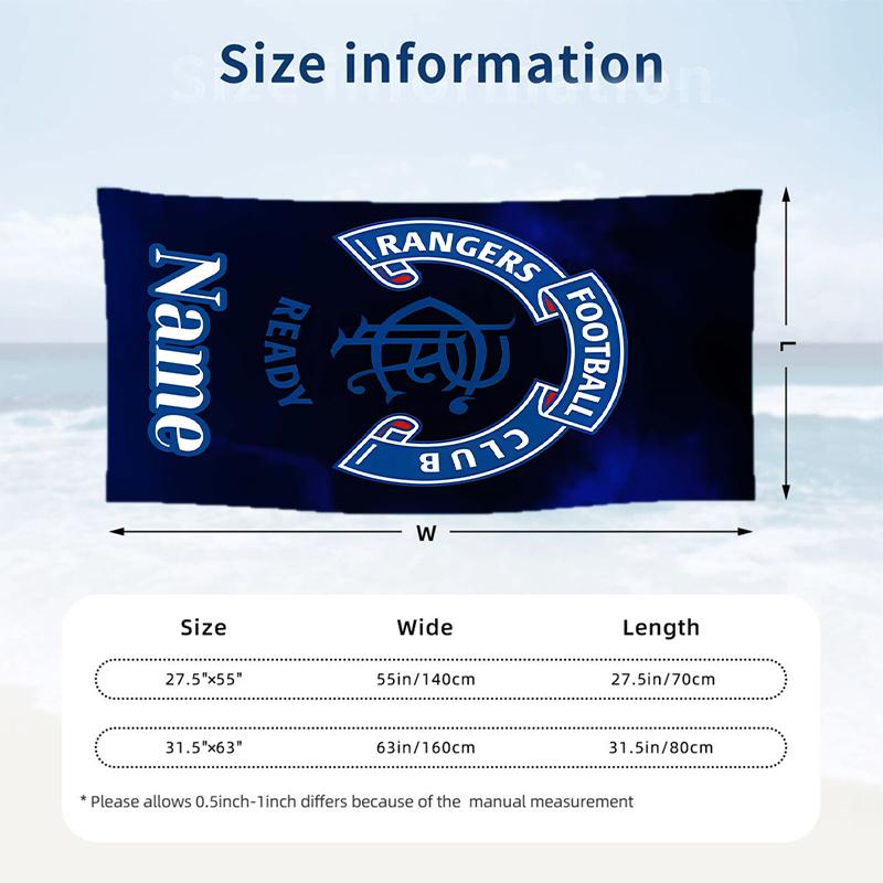 Rangers fc Strandlaken met Gepersonaliseerde Naam Zacht Handdoek voor Zwemmen Strand Reizen