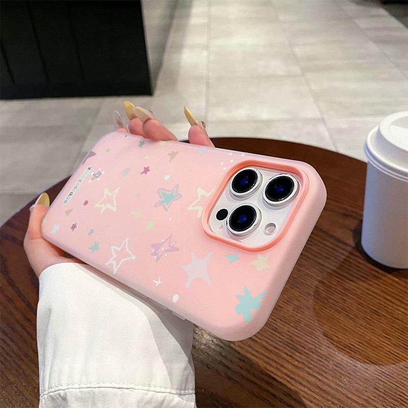 Patterned Matte Frosted Skin Feel Casing PC+TPU 2in1 Stars Printed Protective Cover Soft Back Case