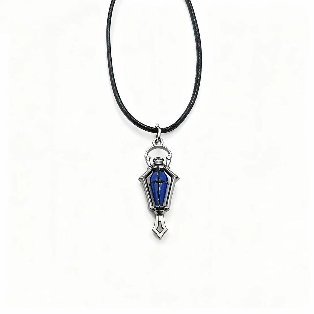 Lantern Decorative Necklace With Leather Cord For Dark Style Fashion Accessory