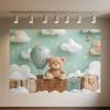 Cartoon Hot Air Balloon Teddy Bear Photography Backdrop Kids Birthday Party Decor Baby Shower Supplies Newborn Photo Shoot Prop