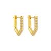 V Shape Fashion Hoop Earrings ,925 Sterling Silver Earring,18k Gold Plated Zirconia Earring for Women