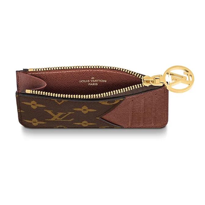 LOUIS VUITTON Romy aged floral print zipper closure canvas coin purse card holder women's brown