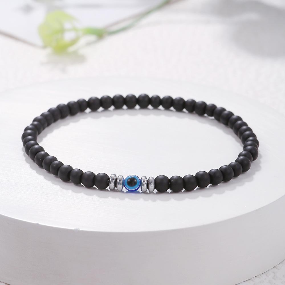 Minimalist Eyes Bracelet 4mm Stone Beaded Braslet Lucky Red Howlite Lava Wooden Braclet Chakra Mediation Yoga Brazalete