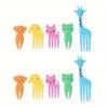 Animal Farm Fruit Fork Mini Cartoon Children Snack Cake Dessert Food Pick Toothpick Bento Lunches Party Decor Random Color
