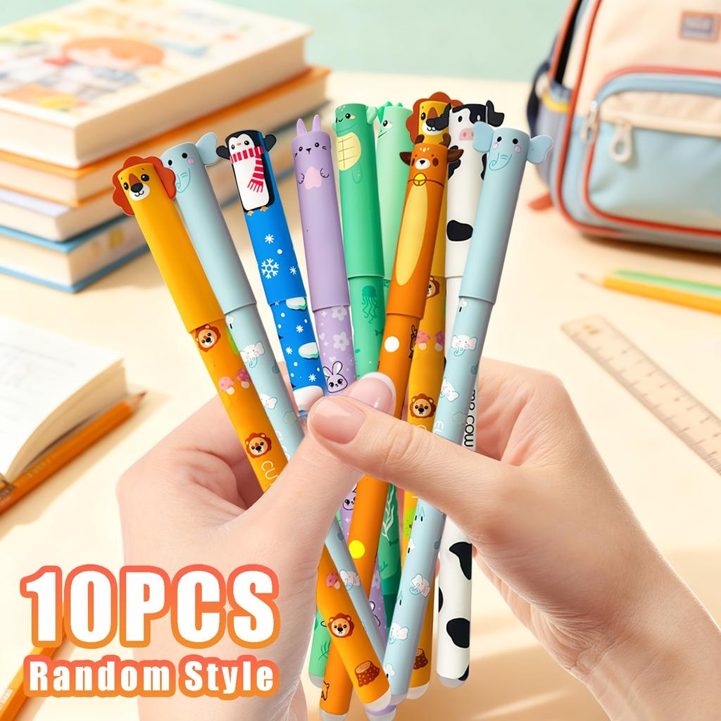 5/10pcs Cute Animal Erasable Pens, Animal Theme Writing Pens - Smooth Writing, Easy To Erase, Stylish Design,Gel Pens