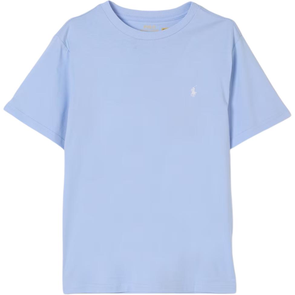 

Детская футболка Polo Ralph Lauren с вышивкой, однотонная, с круглым вырезом, с коротким рукавом, топ, светло-голубой, 323832904-082 L