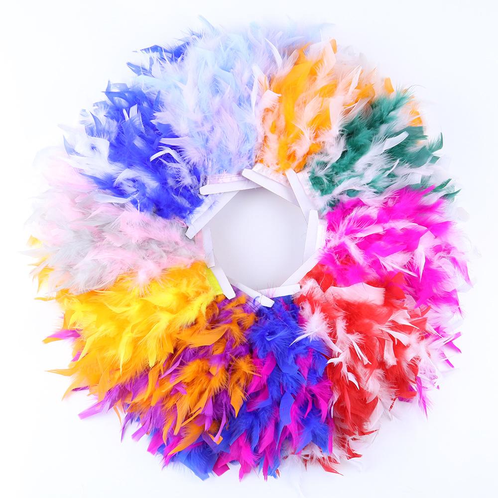 Two-Color Mixed-Color Fire Piece Cloth Edge 10-15Cm Barbie Doll Diy Material Color Turkey Feather Cloth Tape