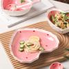 Multipurpose Strawberry Heart Ceramic Dinnerware Salad Bowl Plate Dish for Breakfast Lunch Dinner Dessert Serving