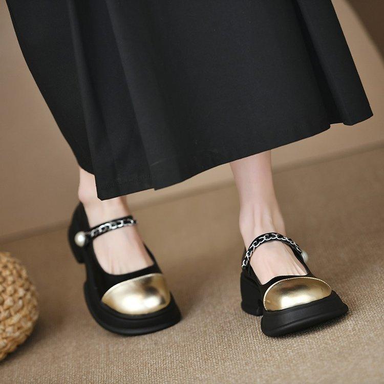 Mary Jane Shoes Female Spring and Fall Flat Single Shoes Thick Bottom Shoes British Style Fashionable and Comfortable