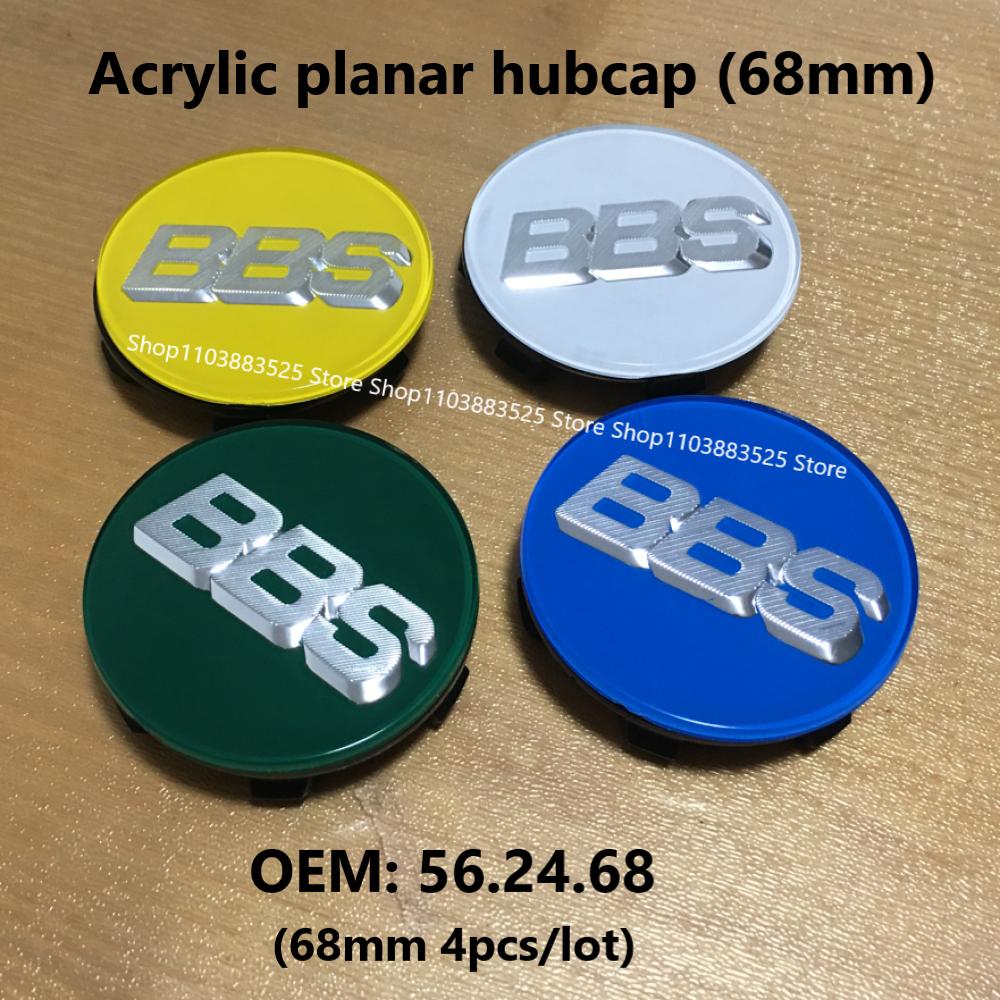4 pezzi 68mm 56.24.68 Superficie piana in acrilico PMMA Tappo centrale mozzo ruota auto Mozzo per logo BBS 562468 Tappi centrali mozzo