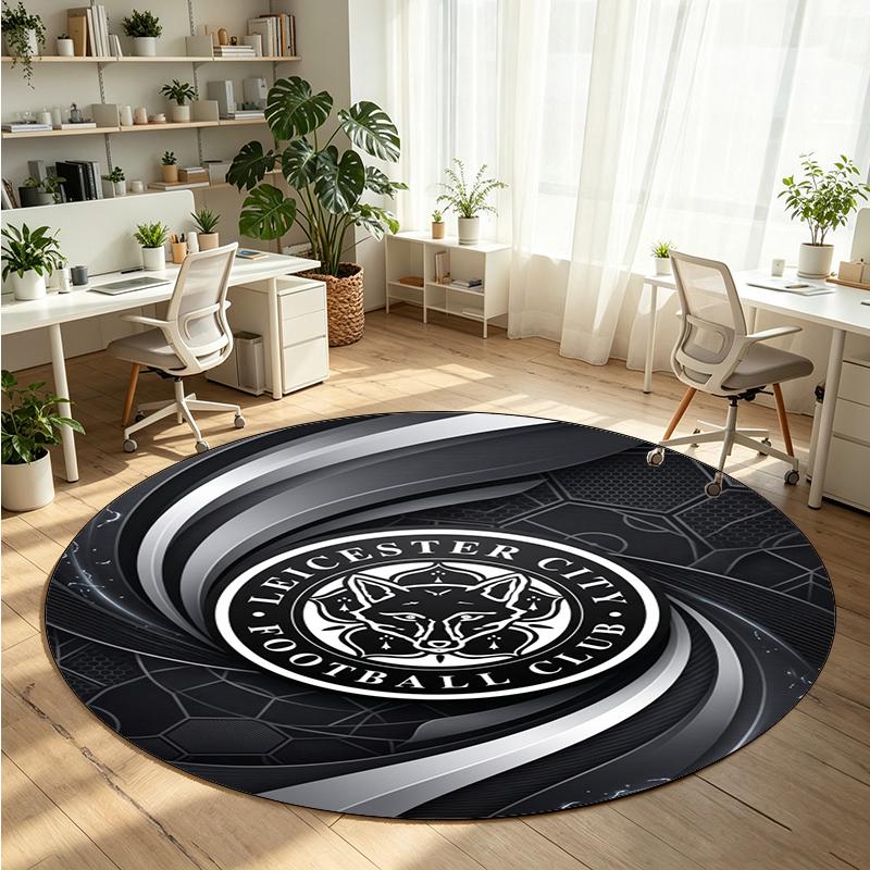 Leicester City Football Printed Round Crystal Velvet Rug Soft Non Slip Floor Carpet For Bedroom Holiday Gift