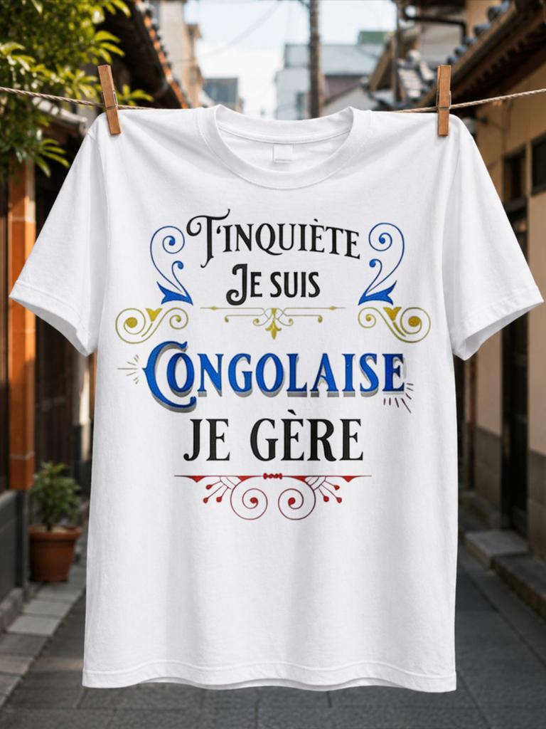 French Dont Worry Im Congolese I Handle It Ornate Blue Gold Red And Lettering Cultural Pride Tee Unisex All Tshirt