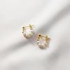 Cut 5-6mm Natural Freshwater White Pearl Bread Bead Ear Studs 925 Sterling Silver Earrings Fine For Women Girls Jewelry Gifts
