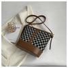 IELGY Ladies Messenger Bag Fashionable All-Match One-Shoulder Checked Bucket Bag