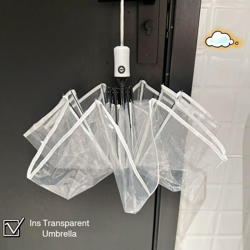 Folding umbrella transparent folding umbrella one-touch automatic opening and closing plastic umbrel