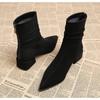 New Women's Pointed Toe Ankle Boots High Heels Sexy Chunky Designer Chelsea Boots Elegant Low Heels Short Booties