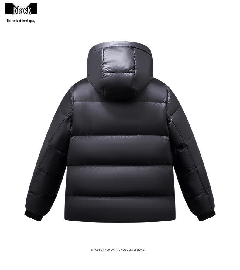 Men's and Women's Black Gold Thickened Down Jacket - Short Style for Autumn and Winter
